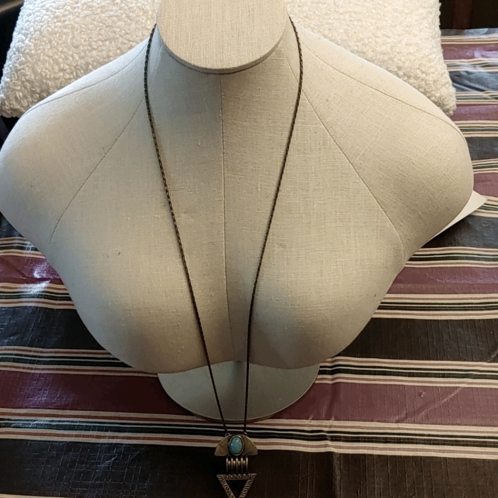 Long Aztec pendant necklace